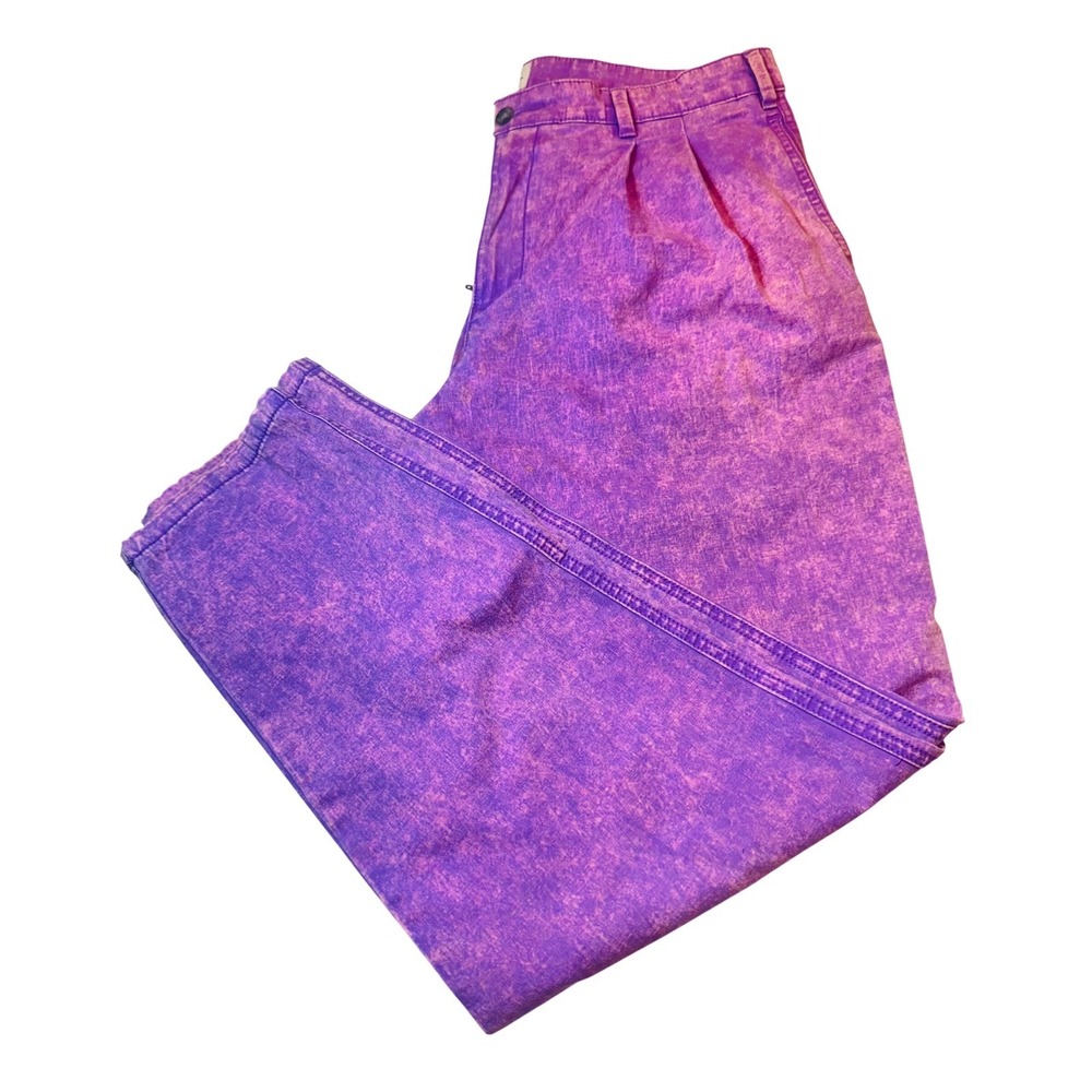 Dockers Mens 32x29 Purple Acid Wash Pleated Chino Pants Tapered Stretch Cotton